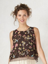 NWT Women&#39;s Lauren Conrad Disney Snow White Brown Floral Cropped Top Sz XS - $22.76