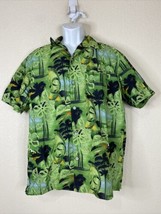 No Boundaries Men Size M Green Floral Toucan Jungle Button Up Shirt Short Sleeve - £7.91 GBP