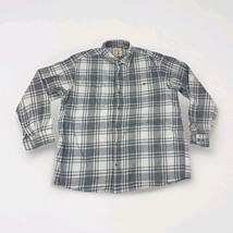 RedHead XL Flannel Shirt Gray White Plaid 100% Cotton Bass Pro Shops - $17.77