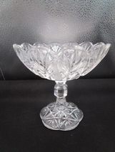 Generic Crystal cut American Brilliant period footed round bowl compote leaves - £43.16 GBP