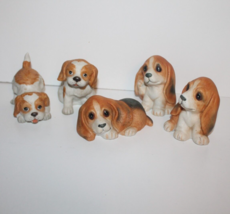 VTG Home Interiors Basset Hound Dog Collector Figurine Lot of 5 Beagles 3in Gift - $22.74