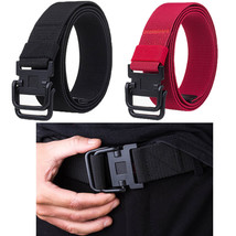 Tactical Mens Belt with Elastic Nylon Strap and Black Metal Double D Rin... - $18.05