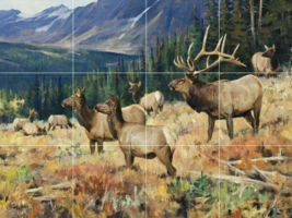 elk moose deer mountain nature wildlife woodland ceramic tile mural backsplash - £46.56 GBP+