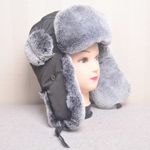Russian  Hat Ushanka Black White Bomber Hats Male Female Ear Flaps Winter Thick  - £70.80 GBP