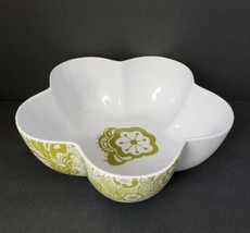 White &amp; Green Floral Paisley Pattern 10&quot; Porcelain Serving Fruit Bowl - £15.56 GBP