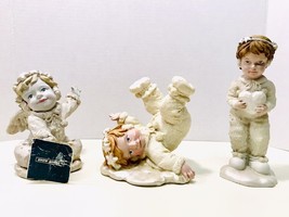 Vintage 1994 Snow Angel Resin Figurines Winter Decor Collectibles Set Of 3 - £10.97 GBP