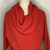 Newport News Knit Cowl Neck Sweater S Coral Pink Oversized  - £18.00 GBP