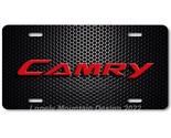 Toyota Camry Text Inspired Art Red on Mesh FLAT Aluminum Novelty License... - £14.34 GBP