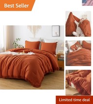 Ultra Soft King Size Boho Tassel Comforter Set in Burnt Orange – 3 Pieces - $63.00