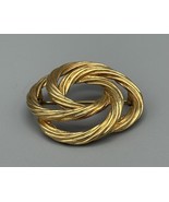 Monet Gold Tone Swirl Knot Brooch – Textured Vintage Statement Pin - $14.99