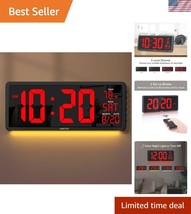Elegant 16” Digital Clock with Remote - Indoor Temp &amp; Auto DST for Moder... - $52.50