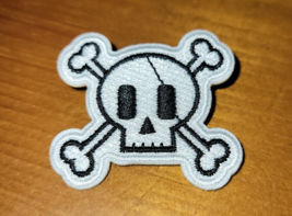 Skull and Crossbones - Biker  -  Embroidered - No Iron Needed - Pin Back - £4.82 GBP