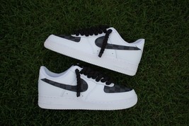 Custom Black Grey Mens Air Force 1s with Rope Laces Black AF1s - $224.99