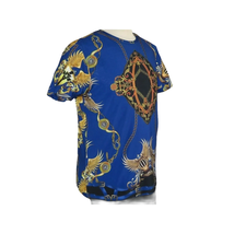 Men Crew T Shirt Makrom Turkey Medallion Chain Floral European 1217-421 Blue new image 6