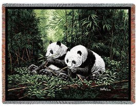 72x54 PANDA BEAR Bamboo Jungle Wildlife Tapestry Throw Blanket - £50.36 GBP