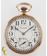 Yellow Gold Filled Antique Waltham Open Face Pocket Watch 16S 15J - $7,245.11 MXN