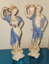 Vintage Pair 9.5&quot; Porcelain Figurine Statues Ardalt 7712 Sexy Couple - £47.17 GBP