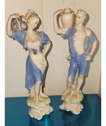Vintage Pair 9.5&quot; Porcelain Figurine Statues Ardalt 7712 Sexy Couple - £47.01 GBP