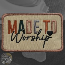 Made to Worship Iron On Patch Craft Supplies Tan Multicolor Rectangle - $6.00