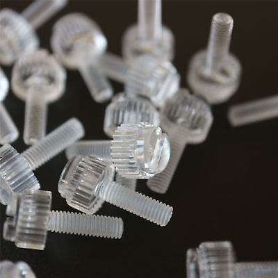60 x Transparent Clear Plastic Acrylic Thumbscrews, slotted+knurled M3 x 10mm - $29.84