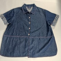 Original TY Wear RN#61804 Women’s Blue Cotton Denim Short Sleeve Shirt Size 16W image 10
