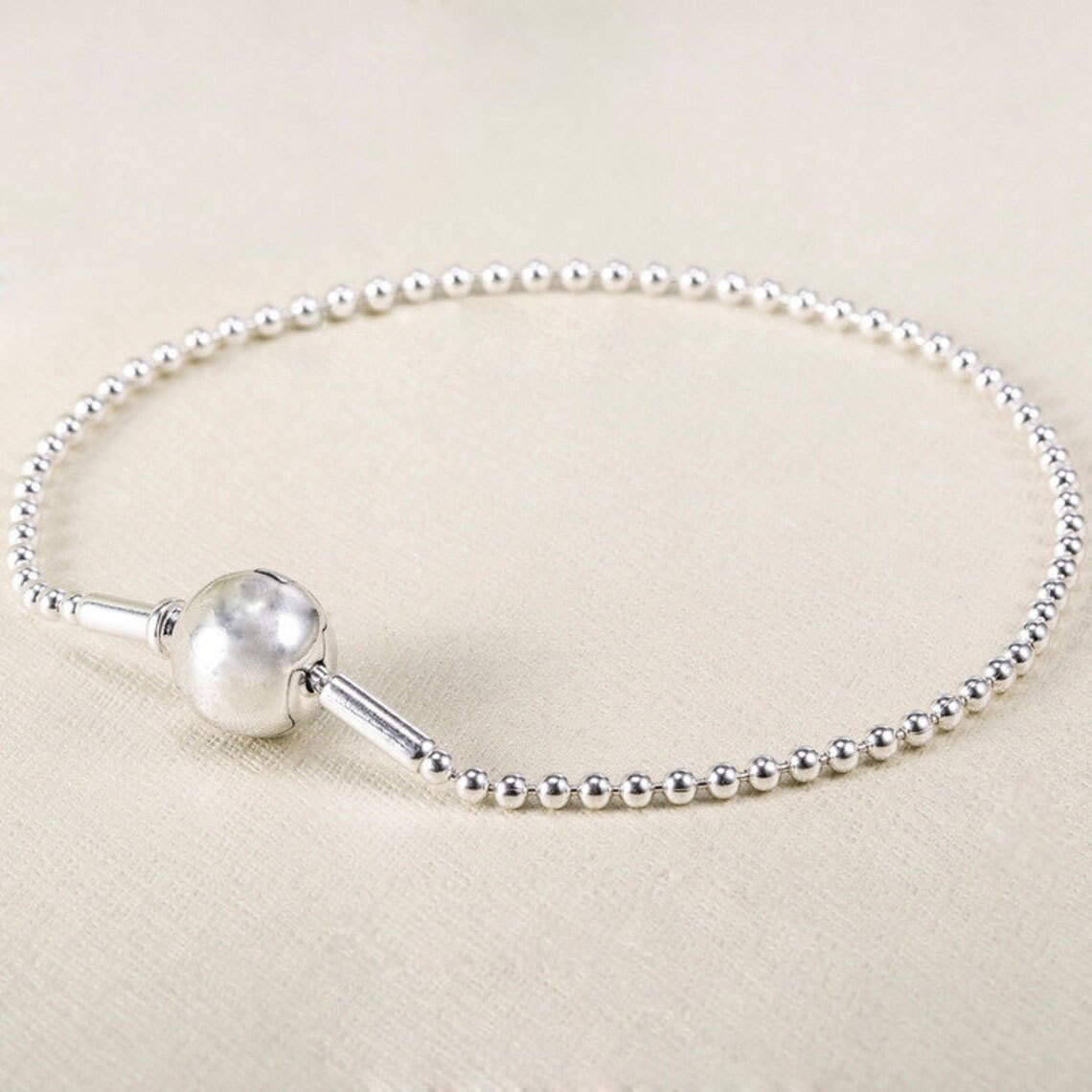 925 Sterling Silver ESSENCE Ball Chain Bracelet ONLY Fit Essence Small Hole Bead - $25.99