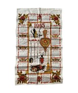 Vintage 1965 Linen Hanging Calendar Tea Towel Kitchen Apples Orange Yell... - $148.24 MXN