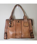 Vintage Fossil Reissue Large Satchel Handbag Camel Brown Leather With Ch... - $3,019.07 MXN