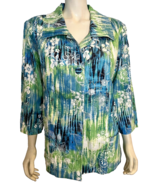 NWT Draper&#39;s &amp; Damon&#39;s Blue, Green, White Floral Print 3/4 Sleeve Jacket... - €28,45 EUR