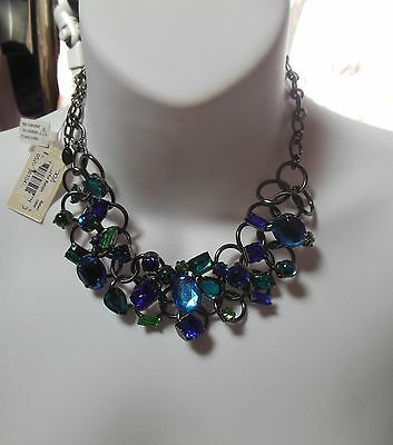 Robert Rose Multi Stone Colorful Cluster Necklace Signed 9" Adjustable - $24.75