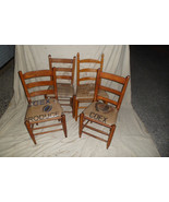 Vintage Ladderback Chairs Handmade Burlap and Vinyl seat, 2 left - $126.51 CAD