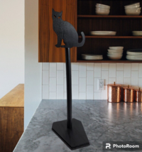 Black Cat Paper Towel Holder Coffin Base Gothic Kitchen Halloween Home Décor - £8.55 GBP