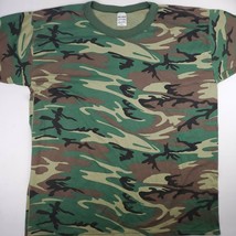 Tru-Spec Woodland Camo Green Military T-Shirt Sx XL Vintage Single Stitch - £15.21 GBP
