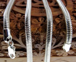 5MM Solid 925 Sterling Silver Italian ROUND SNAKE Chain Necklace, Made In Italy - £56.95 GBP+