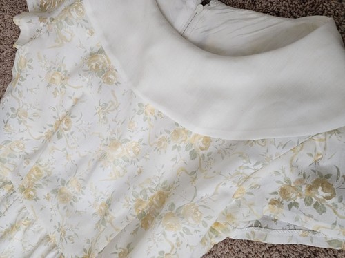 Vintage 80s Romantic Cottagecore Kei Fashion yellow Rose fit flare Dress W27" Item image 3