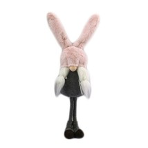 20" Gray and Pink Fabric Bunny Ears Sitting Gnome - $928.97 MXN