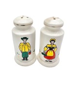Vintage Salt Pepper Shakers 3 x 1.5 White With Painted Dutch Couple - £8.54 GBP