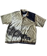 Vintage Tommy Bahama 100% Silk Hawaiian Shirt Green black Palms Tropical... - $17.81