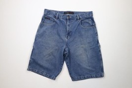 Vintage 90s FUBU Mens 38 Faded Spell Out Baggy Fit Denim Jean Shorts Jorts Blue - $74.20