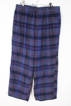 Nordstrom L Blue Plaid Pull On Cotton Flannel Pajama PJ Pants Drawstring - $25.64