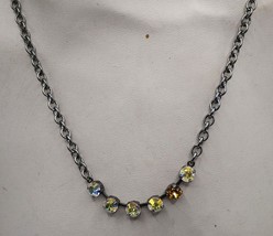 Sabika Choker Necklace 16-18&quot; Retired Pendant Crystal 6 Stone Chain Link - $34.64