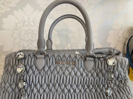MIU MIU Gray Nappa Quilted Leather Crystal Handbag/Satchel $3450 - $1,583.90