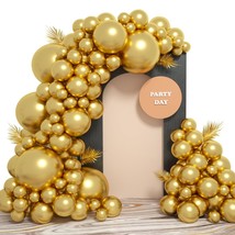 Gold Balloons 100Pcs Different Size Pack 18/12/10/5 Inch Metallic Gold Garland K - £10.35 GBP