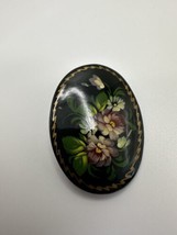 Vintage Eastern European Painted Flower Brooch 5cm - £12.46 GBP
