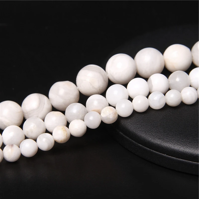 Hot Sale Natural Stone White Crazy Lace Agates Round Loose Beads 6 8 10 12MM  - £12.77 GBP+