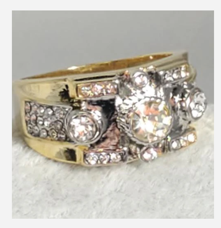 Primary image for GOLD MULTI RHINESTONE COCKTAIL RING SIZE 5 6 7 8 9 10