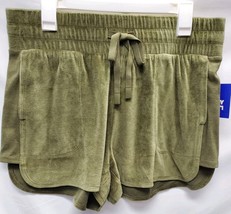 Women's  Large Mid-Rise Velour Shorts 3" - JoyLab Olive Green image 2