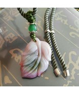 natural yanyuan agate pink leaf pendant Necklace Totem Wisdom Peace Love... - £108.07 GBP