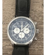 Stuhrling Original Monaco Men NRN-L Dress Day Date Leather Quartz 44mm W... - $61.74 CAD