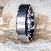 Tungsten Ring Wedding Band Brush Finish Beveled Edges Comfort Fit 7mm 8 to 15 - £15.97 GBP